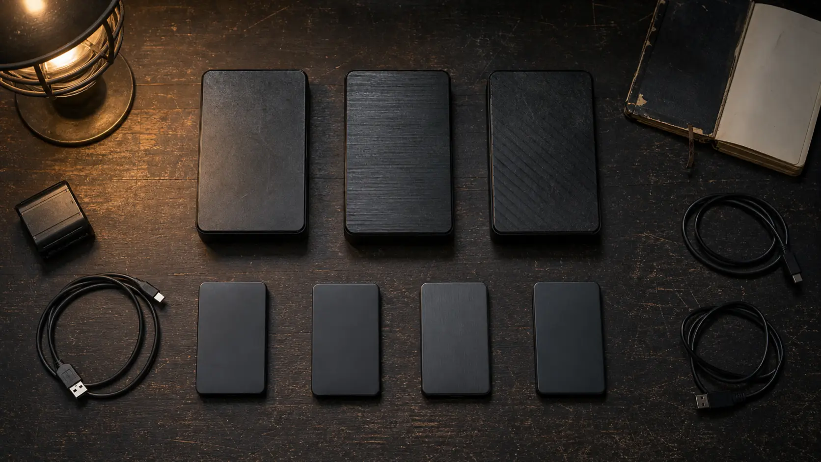 QShot storage pain point: three hard drives and four SSDs surround Jimmy’s growing youth sports archive